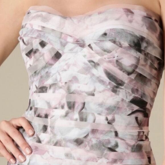 BCBGMaxazria Erika Tulle Tiered Strapless Gown - Watercolor Agate Size S - Picture 3 of 9